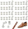 JJWNMLL 85 Ensembles De Chicago Vis M5*8mm, Rivets Chicago Vis De Fixation,Kit De Réparation De Remplacement De Rivets Métalliques,Collier, Bagages,Portefeuille,Chien Plomb,Sac à Dos,Ceinture-Argent