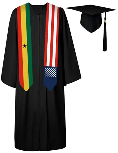 Schärpe mit Ghana-Flagge, Unisex, Erwachsene, Abschluss, Stola, Schal, internationales Auslandsstudium, Erwachsene, Unisex, Klasse 2024 (ohne Abschlusskleid und Hut), Ghana, 183 cm