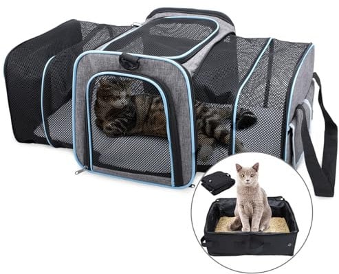 Foldable Cat Pet Carrier Bag Portable Puppy Pet Carrier Bags for Cats Dogs with Shoulder Strap Cat Bags and Litter Trays
