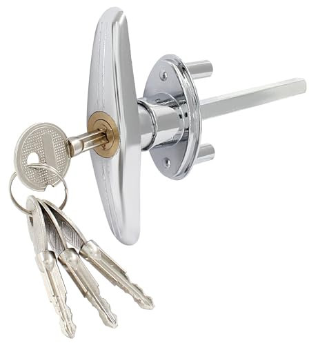 Bonsicoky Serrure de porte de garage avec 4 clés, serrure de rechange universelle pour porte de garage, camping-car, argent