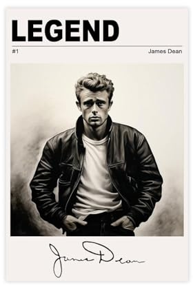 NWGACS Performer James Dean Autogramm-Kunst, Leinwand-Poster, Wandkunst, Dekordruck, Bild Gemälde für Wohnzimmer, Schlafzimmer, Dekoration, ungerahmt, 30 x 45 cm