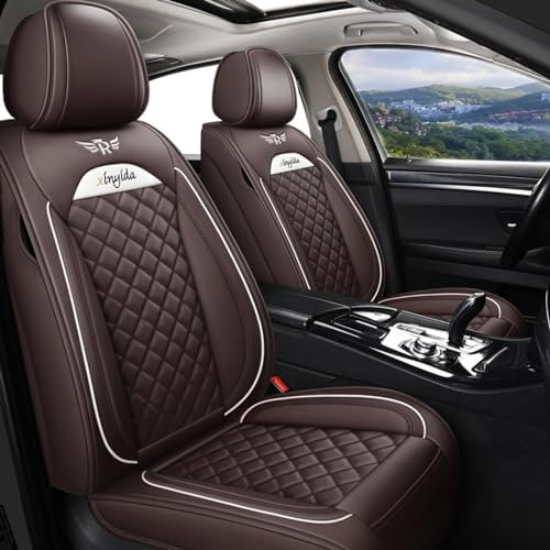Jialuode Autositzbezüge Set für Volvo Für V40 2012-2022 Vordersitze und Rückbank Schonbezüge Sitzbezug Komplett-Set Kaffee