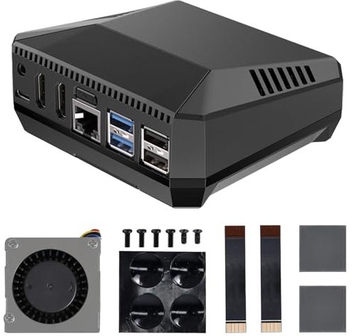 Yahboom Argon ONE V3 M.2 Case Raspberry Pi 5 Case Aluminum Alloy Case, with Cooling Fan,for RPi5 NVME M.2 SSD PWM Cooler PCIE, with M.2 SSD Slot Magnetic Upper Vover