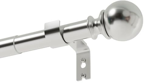 Gardinenstange aus Metall mit verstellbaren Halterungen und runden Eckstücken, für Ösenvorhänge, für Tür, Wohnzimmer, Badezimmer, Schlafzimmer, ca. 68,5–315 cm, Silber