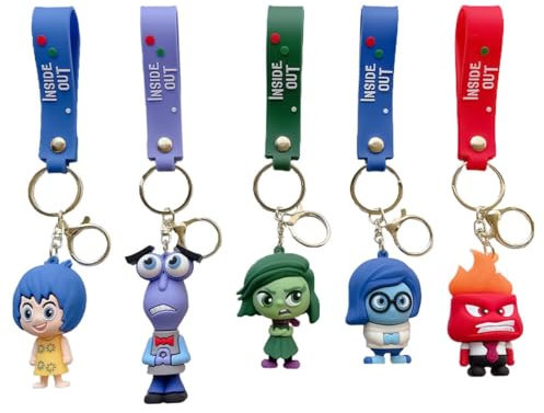 5Pcs Inside Out 2 Bomboniere Portachiavi Cartoon Film per Inside Out Compleanno Forniture
