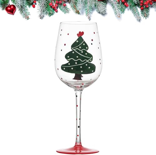 Satiskid Calici da vino di Natale Bicchieri da vino rosso Bicchiere da vino di Babbo Natale Squisito Calice di Natale Decorativo Bomboniere di Natale Cocktail Bicchieri (taglia unica, Albero di