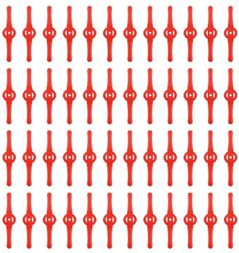 XIHIRCD 48pcs Lames de Tête de Coupe-Herbe en Plastique, Lames de Rechange pour Coupe-Herbe Lames de Tête de Coupe-Bordures pour Coupe-Herbe sans Fil (Rouge)