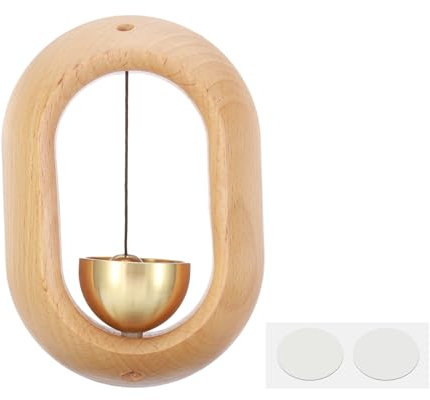 PATIKIL Shopkeepers Bell, Wood Door Chime Hanging Magnetic Door Bell Jingle Bells Animal Metal Doorbell with Self-adhesive for Door Opening Business When Entering Decoration, Beige, Window