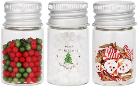 3 Stück Miniatur Wichtel Zubehör Weihnachten, Miniatur Süßigkeitenglas, Bonboniere Glas mit Deckel, Miniatur Vintage Bonbonglas, Miniatur Puppenhaus Zubehör Wichtel für 1:12 Puppenhaus