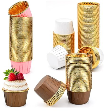 Logei Mini pirottini di carta per muffin, 150 pezzi, pirottini per muffin in carta, in foglio di alluminio, impermeabili e resistenti all'olio, per matrimoni, compleanni, feste di Natale