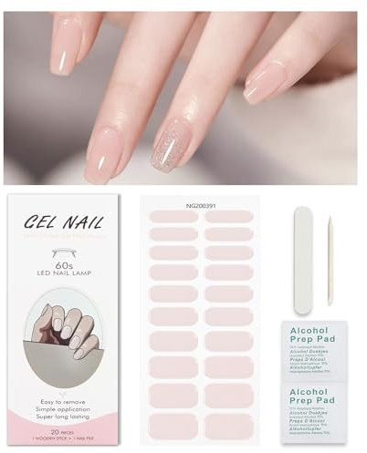 KALEFUL Unghie Gel Adesive Rosa, Smalto Adesivo Nail Stickers, Decorazioni Unghie UV Nail Art