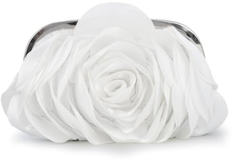 Fecialy Damen-Abendtasche, Blumenmuster, Satin, Clutch, Geldbörse, mit Kette, Rosenmuster, Geldbörse, Party, Abschlussball, Handtaschen, Weiss/opulenter Garten, 26 x 2 x 13cm (10.2 x 0.8 x 5.1in)