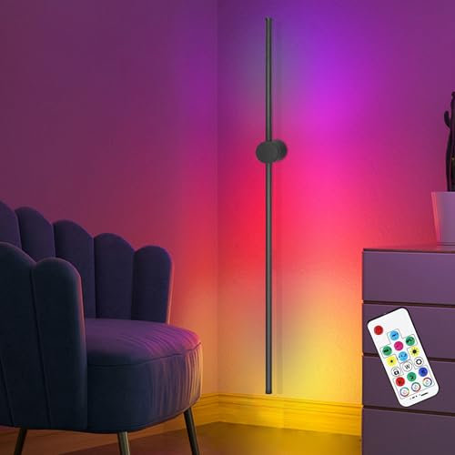 ZMH Led Wandleuchte Innen Wandlampe - RGB Dimmbar 100CM Flurlampe Schwarz Musik Modern Design Schlafzimmerlampe mit Fernbedienung Wandbeleuchtung für Treppenhaus Flur Schlafzimmer Wohnzimmer