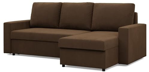 Mebligo - Ecksofa mit Schlaffunktion und Bettkasten 231 x 140 x 85 cm NEO Kollektion, Wohnlandschaft, Sofa L Form, Universal (Links und Rechts), Wohnzimmer Couch, Braun