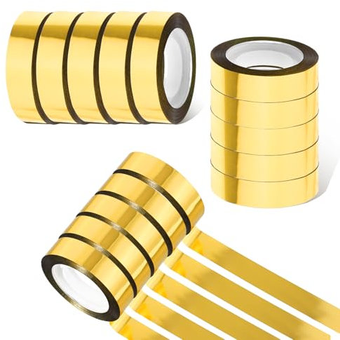 Psyqtsuary Metallisches Klebeband Gold, 12mm x 25m, 6 Rollen, Washi Tape Gold, Selbstklebend, Metallic, Dekoratives Klebeband, Fliesennahtband, Geschenkverpackung, Fliesennahtabdeckung