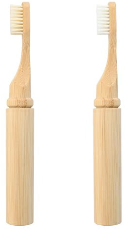 Bambus Zahnbürste Reise-Set, Reisezahnbürste, Zahnbürsten Etui aus Bambus, Umweltfreundliche Bambus Zahnbürste für Erwachsene und Kinder, Praktisches Zahnbürstenetui für Reisen und Alltag