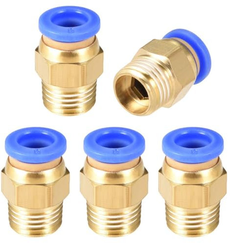 TOP-VIGOR 5Pcs Straight Pneumatic Push to Quick Connect Fittings, 1/4 G Male x 8mm Tube OD Straight Push Fit Connectors Air Pipe Fittings Push in Quick Fitting Adapter