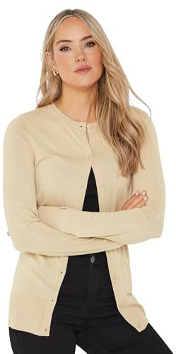 Long Tall Sally - LTS Tall Natural Brown Button Down Knit Cardigan - Women's