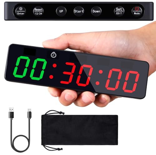 Timer Sport Portable Minuteur Fitness D'intervalle Chronomètre Compte à Rebours Count Up (Vert/Rouge)