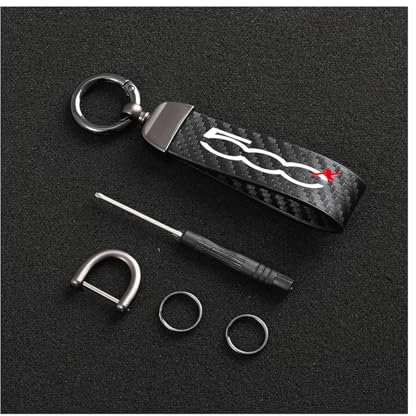 Générique Porte-CléS De Voiture pour Fiat 500X, Homme et Femme Porte Clef en Microfiber Cuir avec Anneau en D Pivotant à 360°,Black