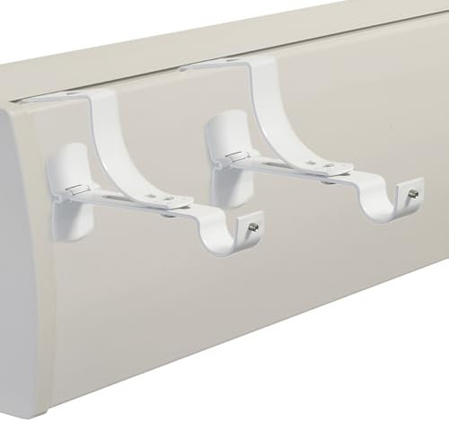 Absolute Deco Lot de 2 Supports de Tringle à Rideaux Geko Blanc sans perçage pour Coffre de volet Roulant à rainure Diamètre 20 mm - Fixation réglable