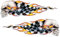 Totenkopf Flammen Flagge Aufkleber Set 2 Sticker je 8,5x2,5 cm Skull Flame Autoaufkleber Motorrad Helm Fahrrad Vespa UV-beständig, kratzfest, transparent Lethal Threat USA