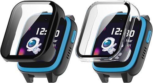 Mayfun 2 Stück Displayschutz Hülle für Xplora XGO 3 Schutzhülle, Rundum Case mit Schutzfolie, TPU Vollschutz Cover, Anti-Kratz Case Displayschutzfolie - Transparent + Schwarz