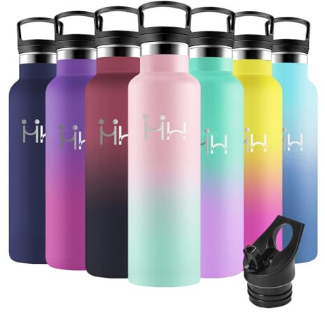 Motswedi Borraccia Termica, 500ml senza BPA, Borraccia con Cannuccia, Acciaio Inox, Borraccia Bambini, a Prova di Perdite, Borraccia Termica Bambini, per Scuola, Palestra, Rosa Chiaro & Verde Chiaro
