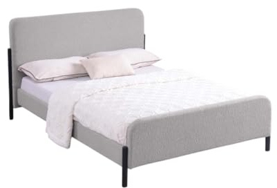 SlumberWorx THETFORD BOUCLE FABRIC BED FRAME (Light Grey, King)