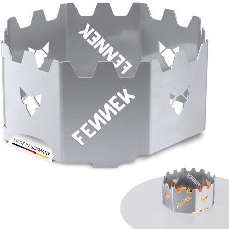 FENNEK BBQ Wok Aufsatz für Feuerplatten mit Loch Ø 20 cm | Halter für Woks, Dutchoven, Grillrost UVM. | gefertigt aus Edelstahl | 19,8 x 19,8 x 10,5 cm | Made in Germany