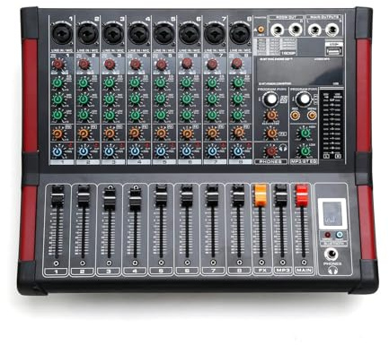 Powered Mixer Amplifier with Bluetooth, USB Slot, and 16DSP Effects, 12-Channel Mixing Console for Professional Audio