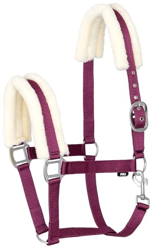 Start Gepolstertes Nylon-Stallhalfter für Pferde mit weichem Kunstfell - Verstellbar & Komfortabel - Karabinerverschluss - Strapazierfähig & Elegant - MinkPadded (Bordeaux, Pony)