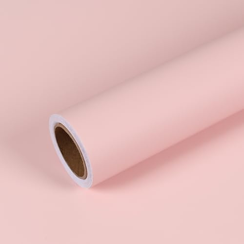 VEELIKE Light Pink Wallpaper Self Adhesive Thick Pale Pink Wallpaper for Living Room Bedroom Furniture Vinyl Wrap for Kitchen Cupboards Waterproof Sticky Back Plastic Roll Removable 40 cm x 300 cm