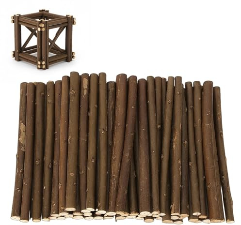 50 Stück Holzstäbchen zum Basteln (10cm), Holzblock Sticks für Zweige Deko Holz Baumstamm Holzstab zum Basteln Holzstab Naturbelassen und DIY Handwerk Holz zum Basteln Äste
