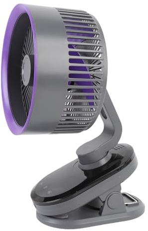 Cocoarm Schreibtischventilator mit 100 Windgeschwindigkeiten und Clips, Oszillierender Typ-C-Ladeventilator mit Touch-Tasten und LED-Anzeigebildschirm, 10 Zoll für Schlafzimmer, Wohnzimmer und Büro