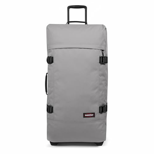 Eastpak Tranverz L Valise Grand Format 121L (79 x 40 x 33 cm), Grande Valise de Voyage à roulettes, Bagage résistant avec Double Compartiment, poignée télescopique & Serrure TSA - Pebble Grey
