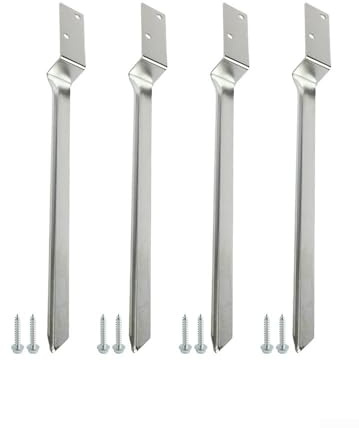 Holzpfosten Bodenanker Set - Verzinkte Stahlhülse für Schaukel, Spielhaus, Klettergerüst - 4 Anker + 8 Schrauben - Kein Beton erforderlich