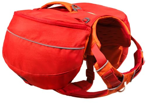 Ruffwear Palisades Pet Pack, modulare Hundetasche & Reisetasche, leichter Hunderucksack zum Wandern & Spazierengehen mit eingebautem Geschirr, Größe S, rote Johannisbeere