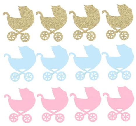 Ovanda 100 Stück Gold Rosa Blau Baby Party Deko Confetti, Gender Reveal Party Deko, Oh Baby Streudeko, Tischdeko Babyparty Junge Mädchen,Babys Shower Konfetti,Geschlecht Reveal Birthday Partys Zubehör