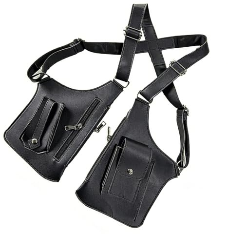 Schulterholster Tasche | Multifunktionaler Rucksack mit vielen Fächern, Anti-Diebstahl, verstellbarer Schultergurt - Doppelter Schulterholster für Alltag, Büro, Reisen, Freizeit und Einkaufen, Schwarz