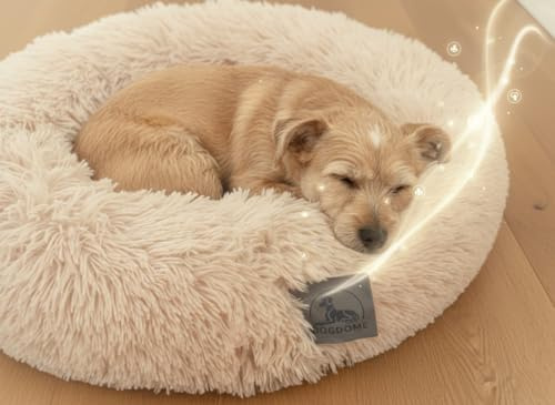 DOGDOME® Hundebett - Jetzt NEU! mit Duftdiffusor - [rund, flauschig, waschbar] Hundekorb, Katzenbett, Dog Bed, Flauschiges Hundebett für große, mittelgroße & kleine Hunde und Katzen (Dunkelgrau, S)