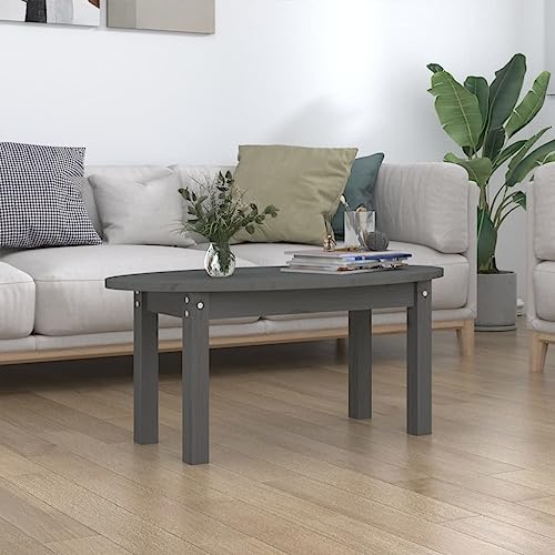 PHGTYUK Massivholz Kiefer Couchtisch Grau 80x40x35 cm mit Kiefer Tischplatte und robustem Holzrahmen für das Wohnzimmer