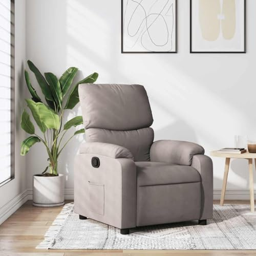 FWIKDUN Relaxsessel Taupe Stoff mit manueller Liegefunktion, Fernsehsessel mit elektrischer Verstellfunktion, Elektrischer Relaxsessel mit Liegefunktion, elektrisch verstellbar