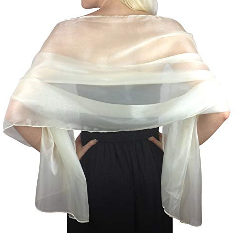 Central Chic Silky Pashmina Iridescent Wrap Stole Shawl Pashmina For Weddings Bridal Bridemaids & Evening Wear (Ivory)