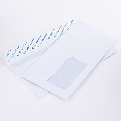 Briefumschläge DL 110 x 220 mm weiß 70g/m² mit Fenster haftklebend(kein Austrocknen - bis 3 Jahre!) (12563880W) (100)