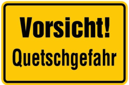 LEMAX® Hinweisschild, Vorsicht! Quetschgefahr, 200x300mm Alu geprägt gelb/Schriftfarbe: schwarz/Randfarbe: schwarz