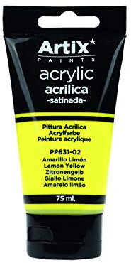 MP Artix Pintura Acrílica Satinada, Amarillo (Lemon Yellow), 75 ml