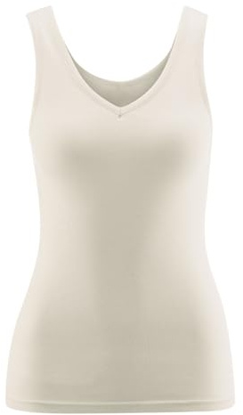 Living Crafts - Janine | V-Neck-Trägertop - Bequemes Feinripp-Design, ohne Seitennähte, Tiefer V-Ausschnitt, hochwertig und nachhaltig 100% Bio-Baumwolle