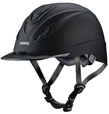 Troxel Intrepid Saddle Horse Riding Helmet, Low-Profile Adjustable Design, Safety Horseback Riding Gear, Medium (7 - 7-1/4), Black