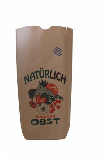 Kreuzbodenbeutel - OBST - aus Papier - GEFÄDELT - 19 x 29 cm für 1,5 kg (50 Stück)